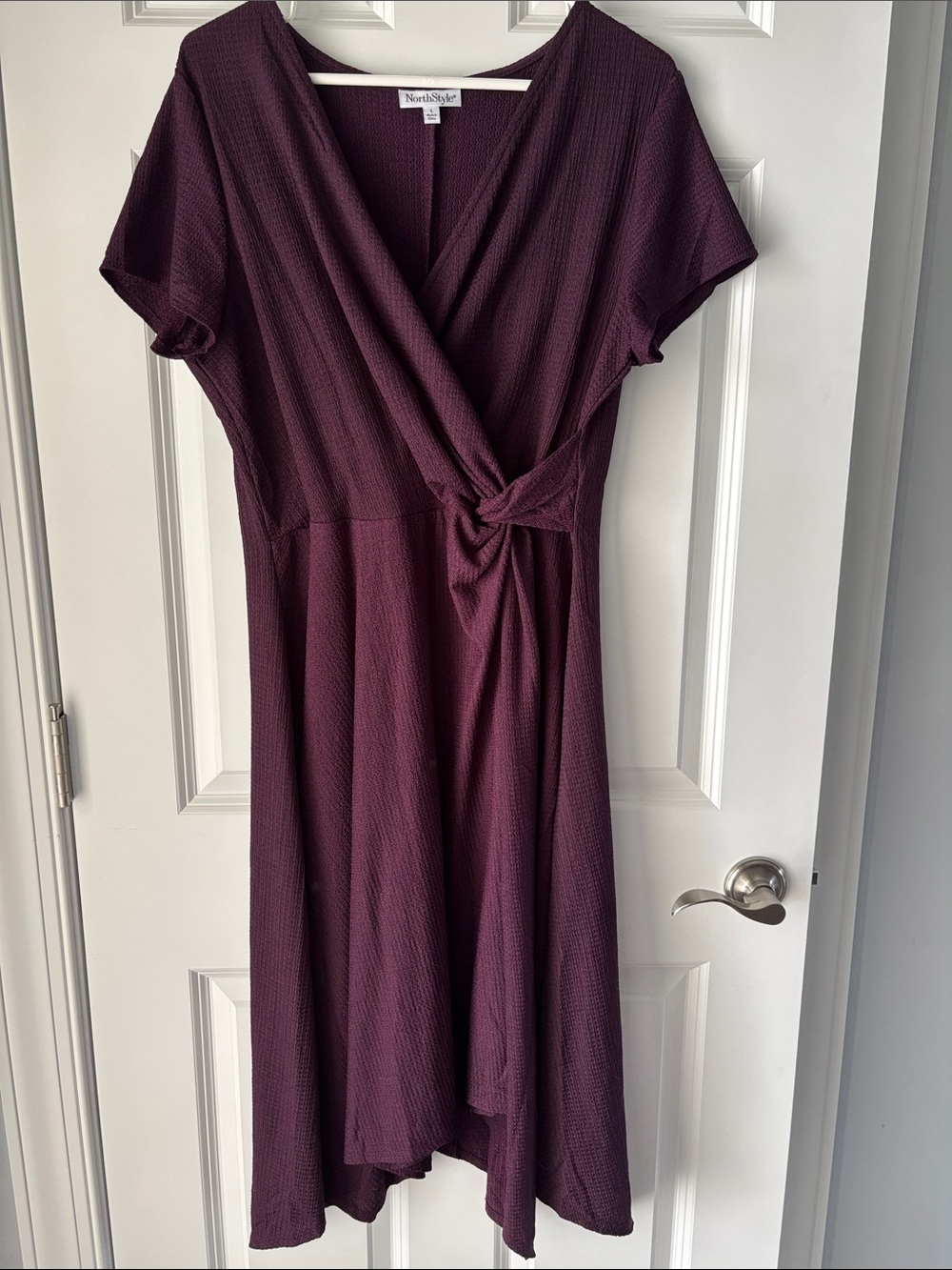 NorthStyle Deep Plum Knot-Waist Midi Dress